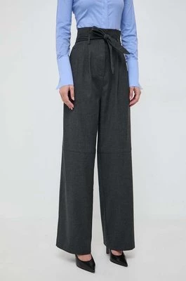 Pinko spodnie wełniane kolor szary szerokie high waist 102203.A1B3
