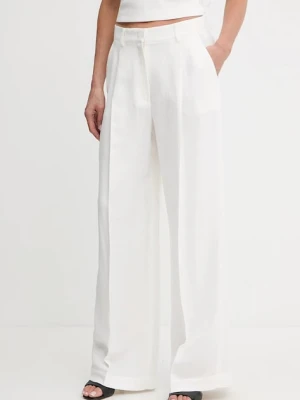 Pinko spodnie z domieszką lnu damskie kolor beżowy szerokie high waist 104869 A2HA