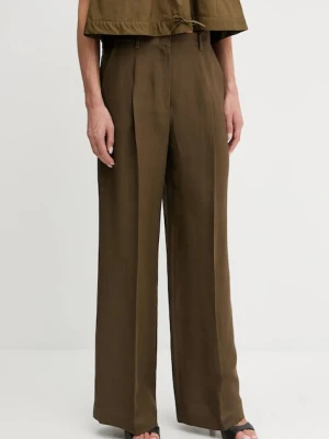 Pinko spodnie z domieszką lnu damskie kolor brązowy szerokie high waist 104869 A2HA