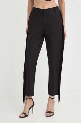 Pinko spodnie z domieszką lnu kolor czarny fason chinos high waist 103619 A1XF