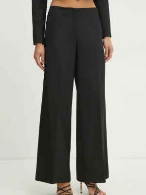Pinko spodnie z domieszką wełny damskie kolor czarny proste high waist 104667 A2CN