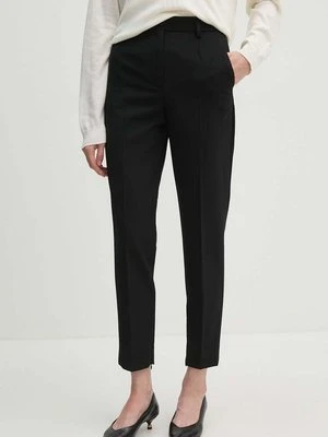 Pinko spodnie z domieszką wełny kolor czarny proste high waist 103702 A1XX