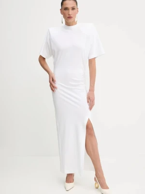 Pinko sukienka bawełniana kolor biały maxi dopasowana 105219 A2M2