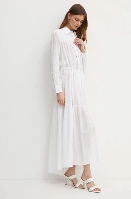 Pinko sukienka bawełniana kolor biały maxi rozkloszowana 103728 A1XP