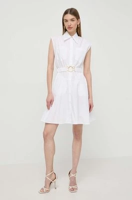 Pinko sukienka bawełniana kolor biały mini rozkloszowana 103111 A1P4