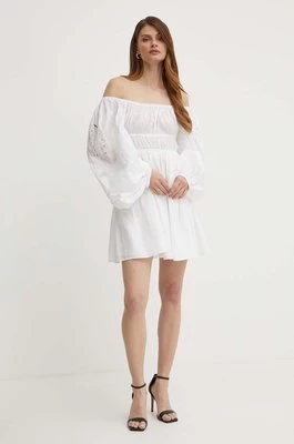 Pinko sukienka bawełniana kolor biały mini rozkloszowana 103731 A1XP