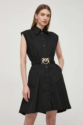 Pinko sukienka bawełniana kolor czarny mini rozkloszowana 103111 A1P4