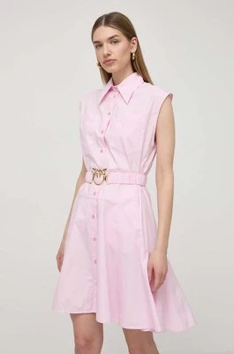 Pinko sukienka bawełniana kolor różowy mini rozkloszowana 103111 A1P4