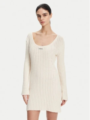 PINKO Sukienka dzianinowa 105301 A2N7 Écru Regular Fit