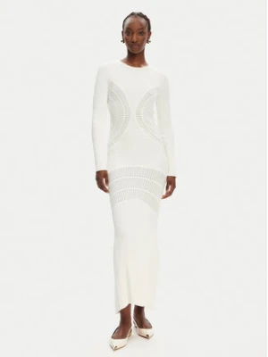 PINKO Sukienka dzianinowa Vettore Abito 104631 A2E6 Z09 Écru Slim Fit
