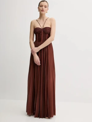 Pinko sukienka kolor brązowy maxi rozkloszowana 104994 A2DM
