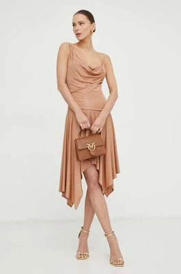 Pinko sukienka kolor brązowy midi rozkloszowana 103231.A1OU