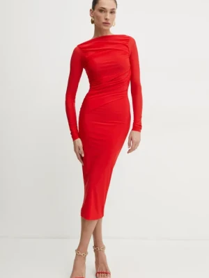 Pinko sukienka kolor czerwony midi dopasowana 104838 A2H1
