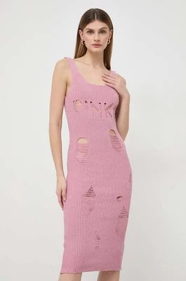 Pinko sukienka kolor różowy midi dopasowana 103176.A1OG