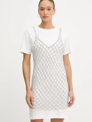 Pinko sukienka kolor srebrny mini prosta 105144 A2LT