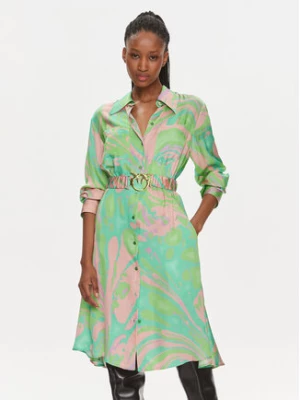 Pinko Sukienka koszulowa 103084 A1PE Zielony Regular Fit