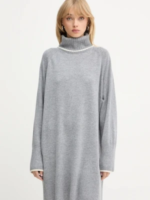 Pinko sukienka wełniana kolor szary mini oversize 105449 A2Q9
