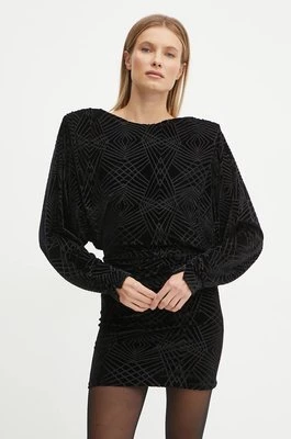 Pinko sukienka welurowa kolor czarny mini dopasowana 104482 A29H