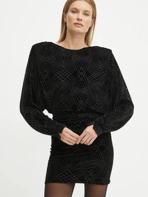 Pinko sukienka welurowa kolor czarny mini dopasowana 104482 A29H