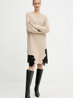 Pinko sukienka z dodatkiem wełny kolor beżowy mini oversize 105504 A2R1