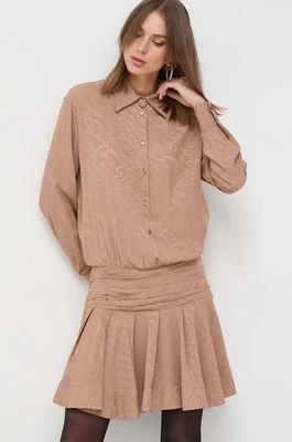 Pinko sukienka z domieszką jedwabiu kolor beżowy mini oversize 102306.A193