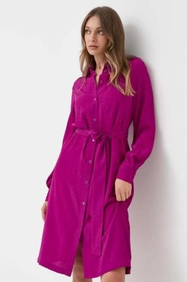 Pinko sukienka z domieszką jedwabiu kolor fioletowy mini 100126.A01P