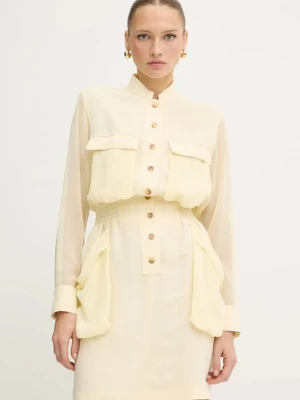 Pinko sukienka z domieszką lnu kolor żółty mini prosta 105019 A2I9