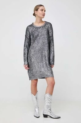 Pinko sukienka z domieszką wełny kolor srebrny mini oversize 102128.A1A3