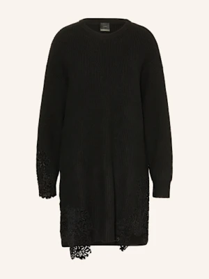 Pinko Sukienka Z Dzianiny Valledaosta Z Koronką schwarz