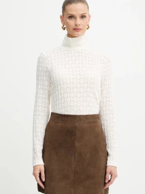 Pinko sweter damski kolor beżowy lekki z półgolfem 105979 A2YI