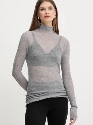 Pinko sweter damski kolor szary lekki z półgolfem 105821 A2PM