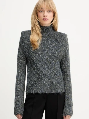 Pinko sweter damski kolor szary z golfem 105968 A2YB