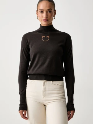 Pinko sweter damski z wełną brązowy