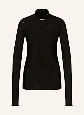 Pinko Sweter Moss Maglia Z Ozdobnymi Kamykami schwarz