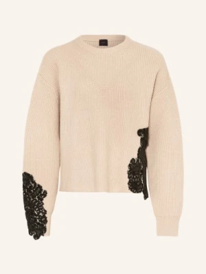 Pinko Sweter Piemonte Z Koronką beige