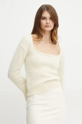 Pinko sweter wełniany damski kolor beżowy 104472 A28L