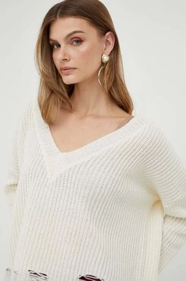 Pinko sweter wełniany damski kolor beżowy ciepły