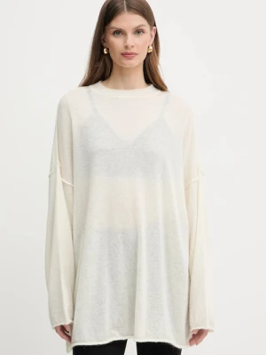 Pinko sweter wełniany damski kolor beżowy lekki 105749 A2UN