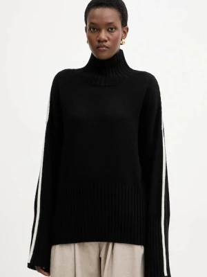 Pinko sweter wełniany damski kolor czarny lekki z golfem 105396 A2PL