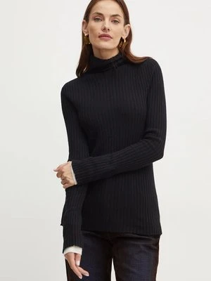 Pinko sweter wełniany damski kolor czarny z golfem 104344 A278