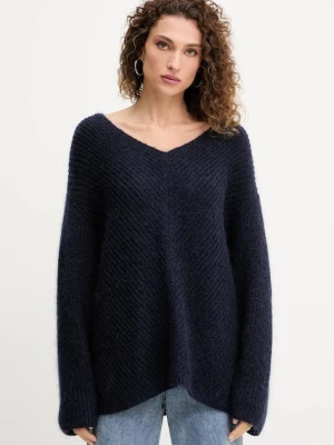 Pinko sweter wełniany damski kolor granatowy ciepły 105564 A2S5