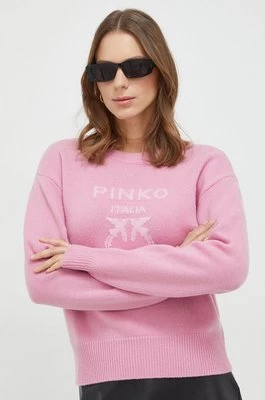 Pinko sweter wełniany damski kolor różowy lekki 100414.Y7Z4