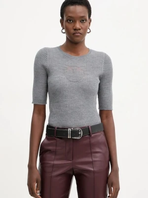 Pinko sweter wełniany damski kolor szary lekki