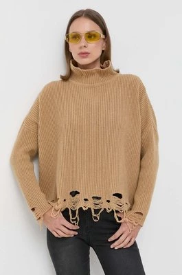 Pinko sweter wełniany kolor brązowy z golfem 101787.A15H