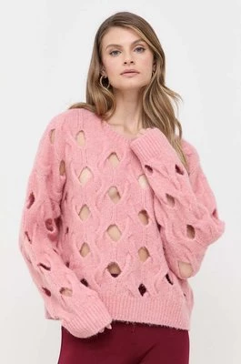 Pinko sweter wełniany kolor różowy 101698.A14K