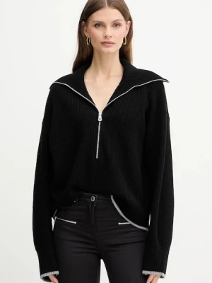 Pinko sweter z dodatkiem wełny damski kolor czarny z półgolfem 105448 A2Q9