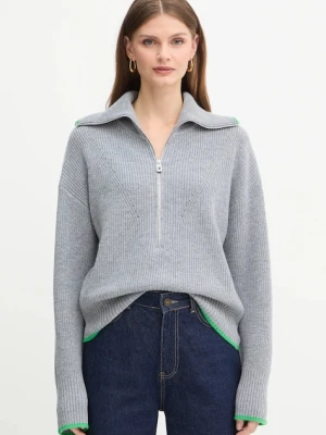 Pinko sweter z dodatkiem wełny damski kolor szary z półgolfem 105448 A2Q9