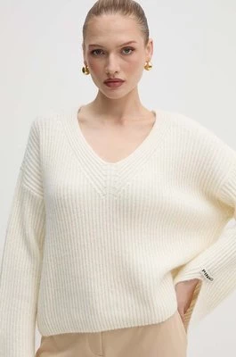 Pinko sweter z domieszką wełny damski kolor beżowy ciepły 104492 A282