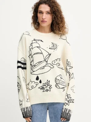 Pinko sweter z domieszką wełny damski kolor beżowy ciepły 105427 A2PK