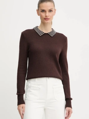 Pinko sweter z domieszką wełny damski kolor brązowy 105530 A2S4